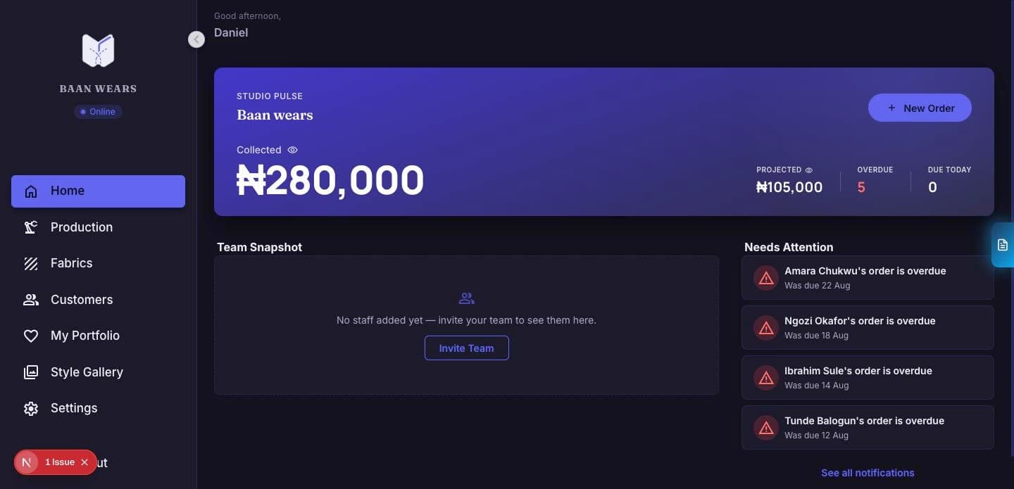 Dashboard overview