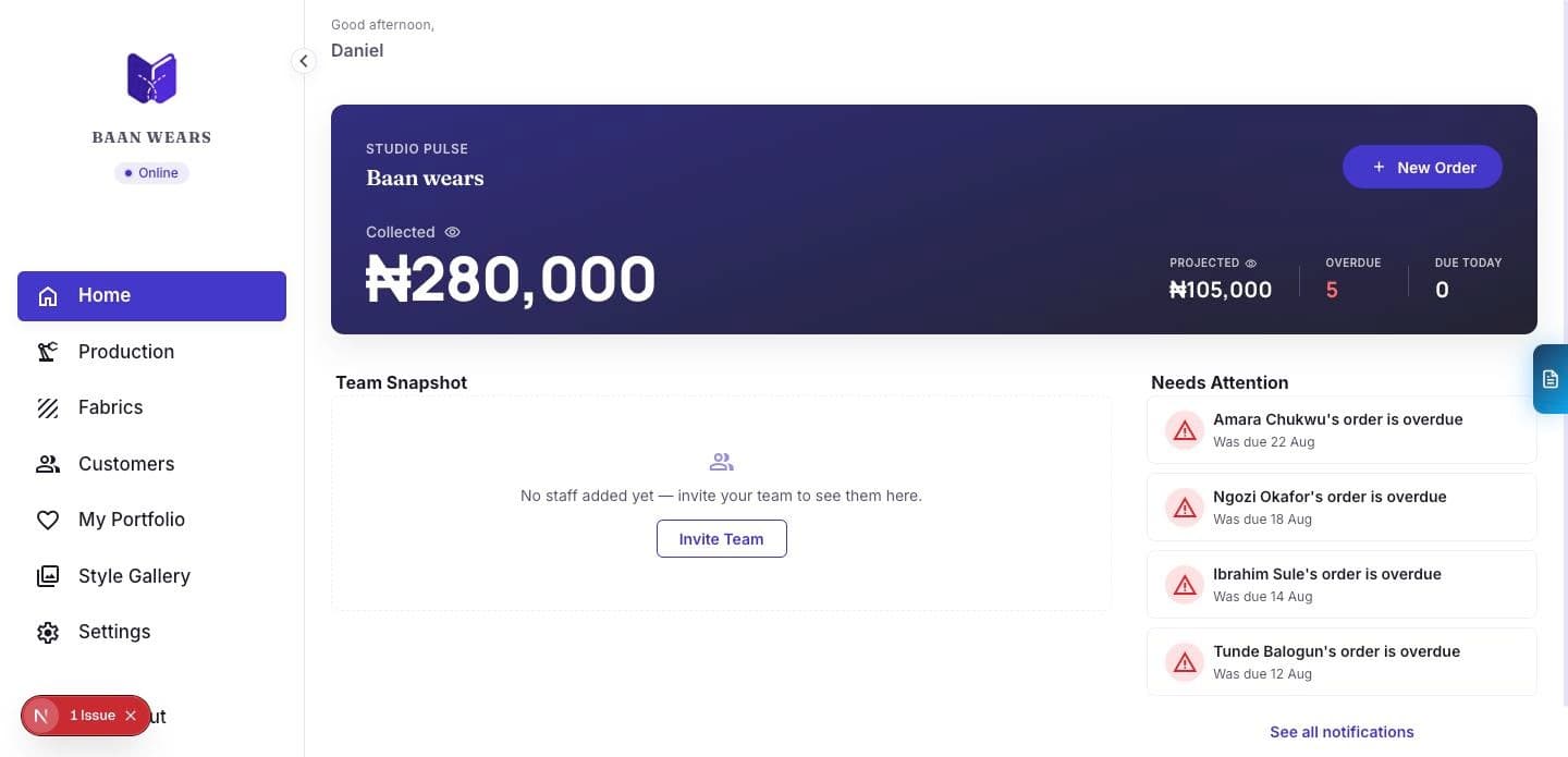 Dashboard overview